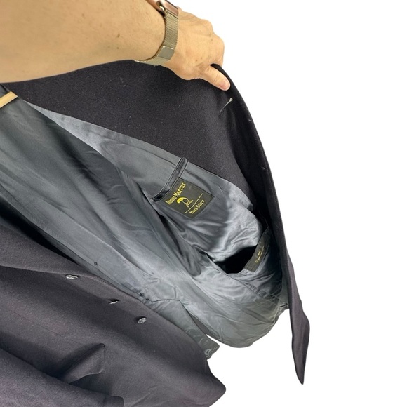 Neiman Marcus vintage heavy lined 46” chest Navy Cashmere Overcoat - Picture 5 of 16